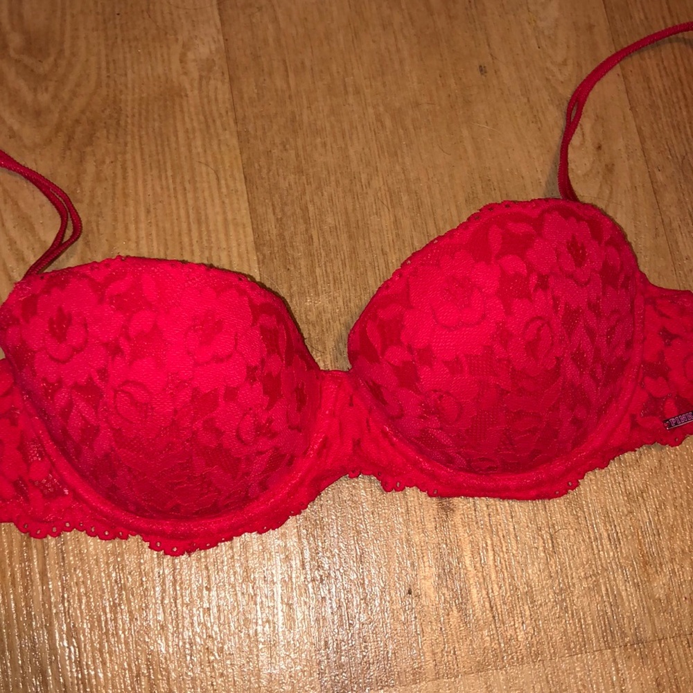 Pink lace bra